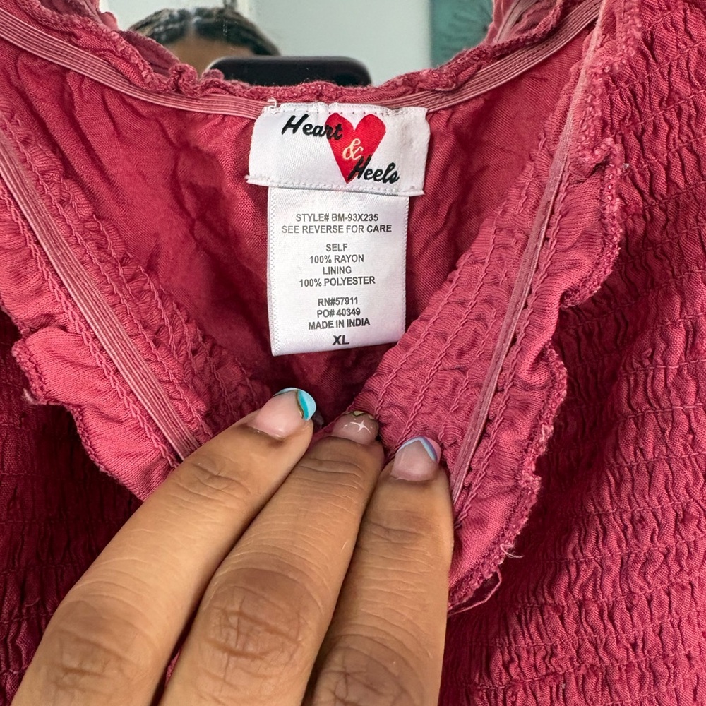 Heart Hips Raspberry Red Smocked Romper - Picture 4 of 4